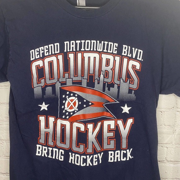 American Apparel Columbus Blue Jackets Defend Nationwide Arena Tee Mens M Blue - Picture 2 of 5